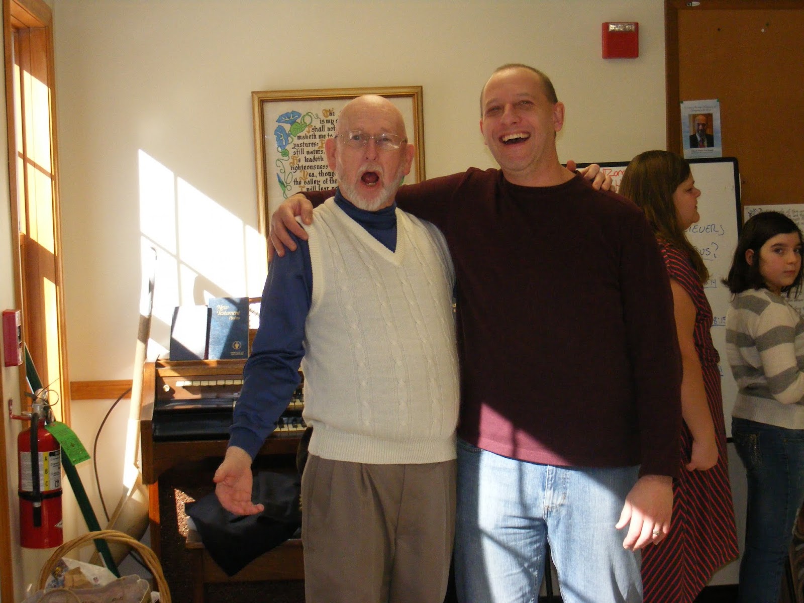 Peter and Steve serenading someone